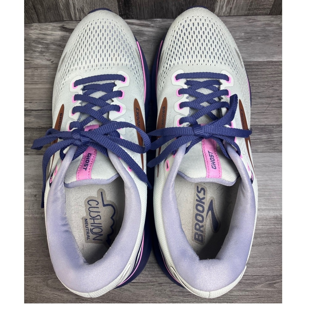 Brooks Ghost 15 Womens Running Shoes 8.5 Medium B Grey Purple Pink 1203801B492 - Picture 5 of 7